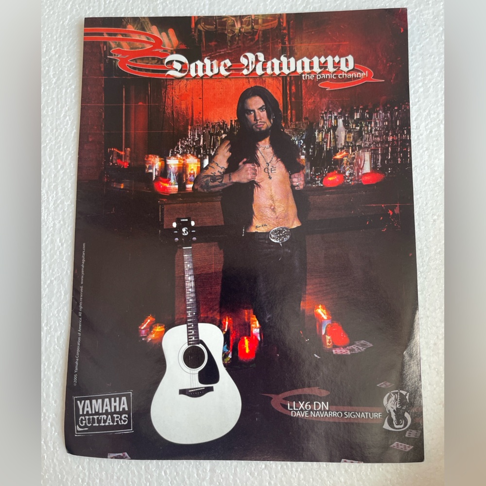 Yamaha LLX6 DN Guitar Pinup of Dave Navarro with Red and White Design